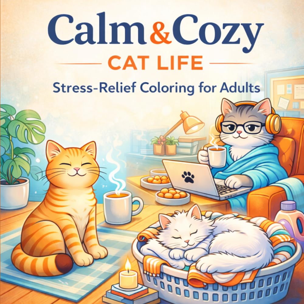 Calm & Cozy: Cat Life: Cute Cozy Cats | Stress Relief & Relaxation | Bold and Easy Designs