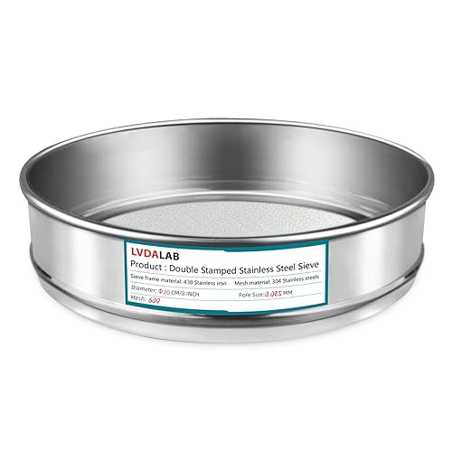 Miniatura 22 de Tamiz de Malla de Acero Inoxidable 304, Tamiz de Prueba de 10 Mallas (2mm) de Abertura, Diámetro de 7.9 Pulgadas (20cm) Tamices Económicos de