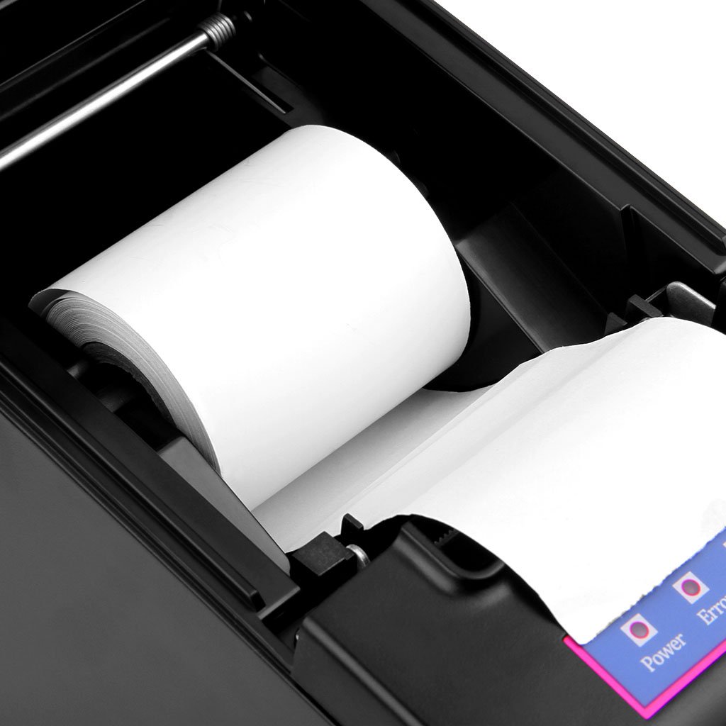 Excelvan E58 - Bluetooth Impresora Térmica de Recibos y Tickets (58mm, Android, iOS, Windows, Linux, 130mm/s, ESC/POS, USB), Negro