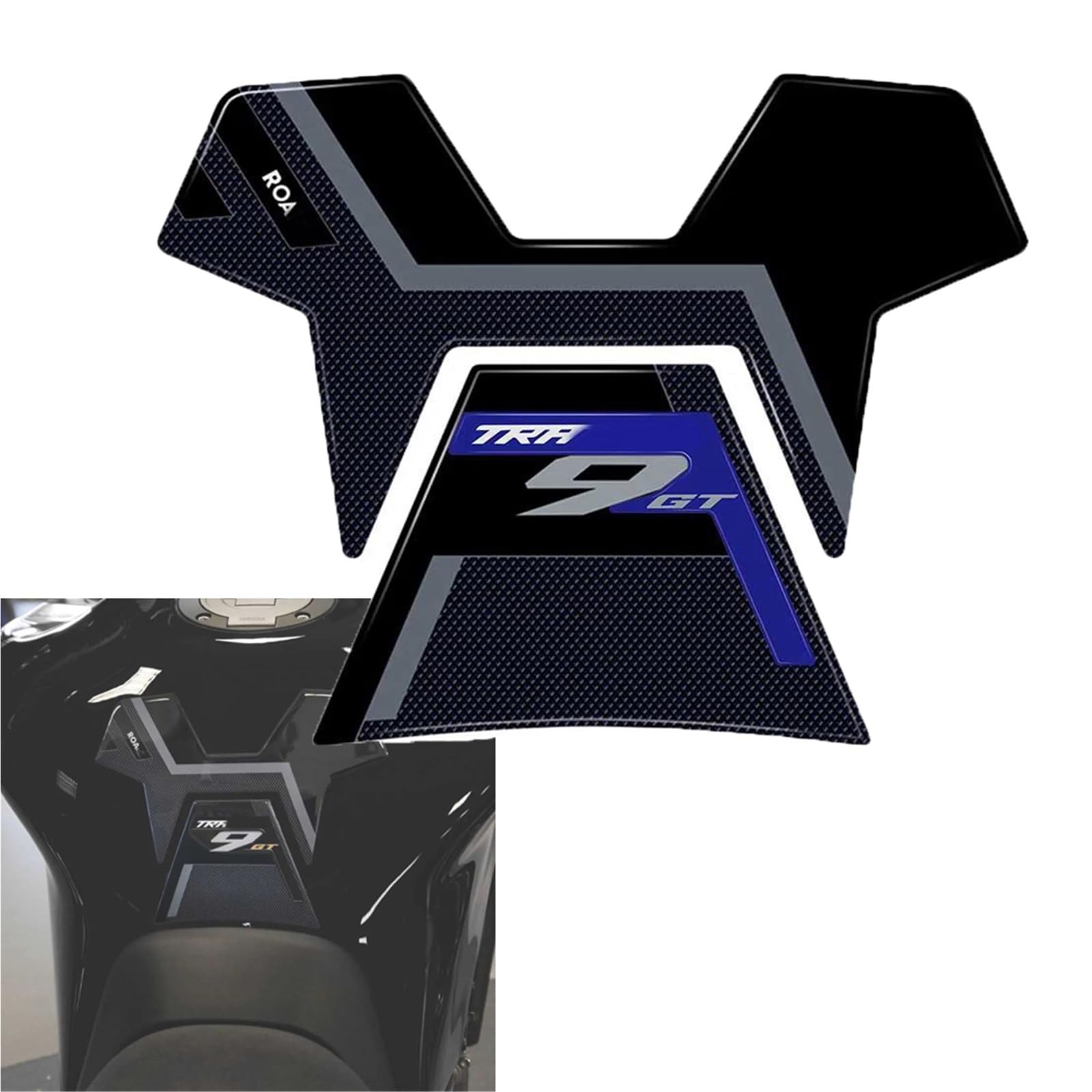 Tynbv Blue Decorative Sticker Motorcycle Sticker 3D Resin Decal For Y-Amaha Tracer 9 Gt 9Gt 2021 2022 2023 Fuel Tank Pad Protection(Blue)