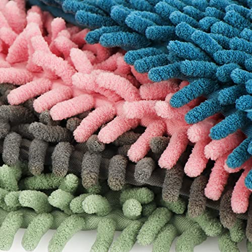 COM-FOUR® 4X Ersatz-Bezug für Bodenwischer - Wischbezug aus Microfaser Chenille zur gründlichen Reinigung - Wischmopp-Bezug zur Bodenreinigung (4 Stück - blau/rosa/grün/grau)