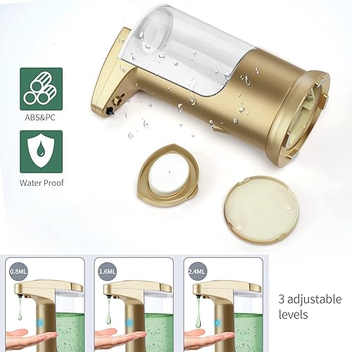 Miniatura 4 de Dispensador automático de jabón con sensor sin contacto, dispensador de jabón líquido eléctrico con batería, manos libres, con interruptores de