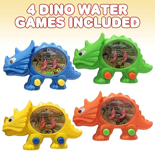Miniatura 2 de ArtCreativity Juego de 4 juegos de agua de dinosaurio, juegos de agua de mano para niños, rellenos de bolsas de golosinas, recuerdos de fiesta
