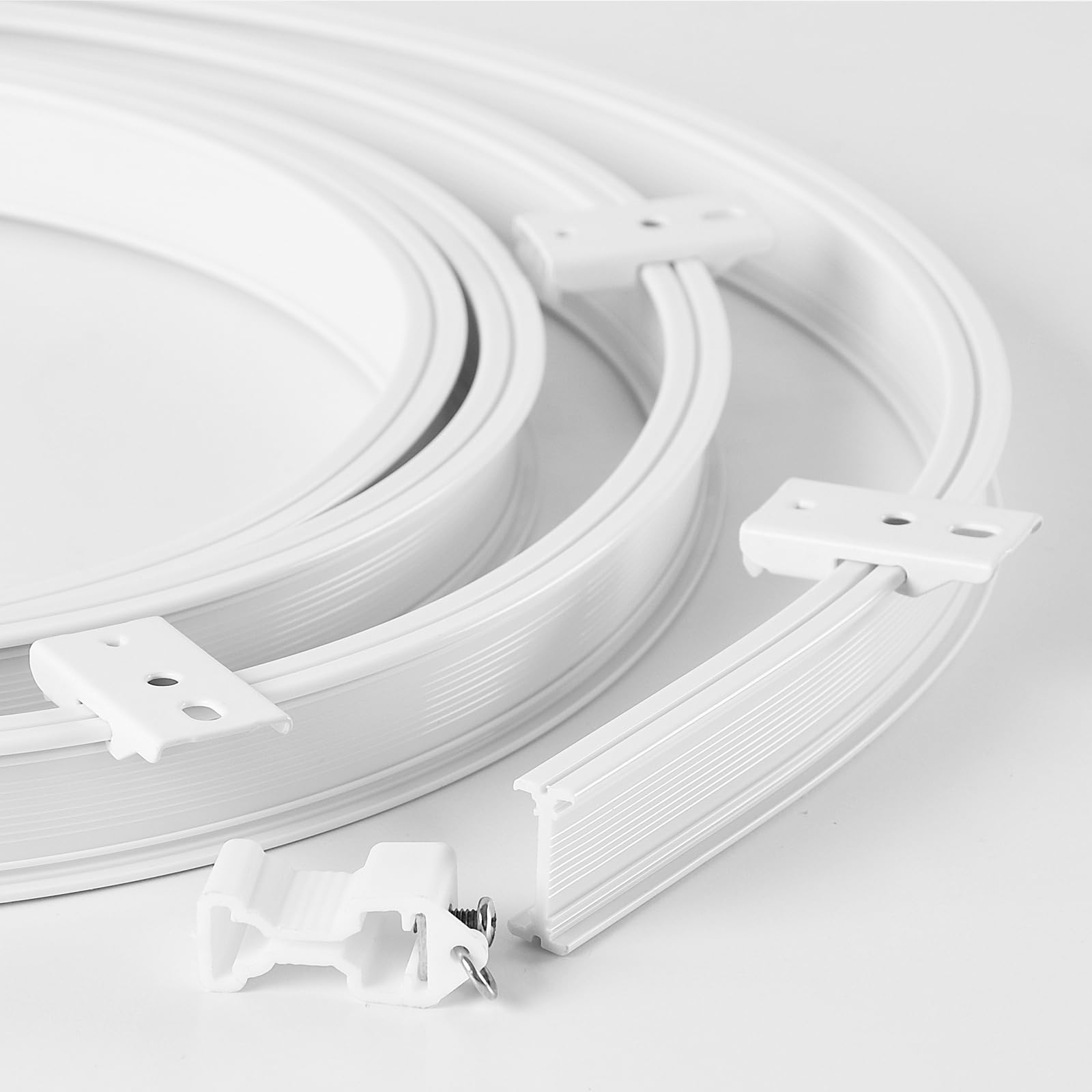 Econex Flexible Ceiling Curtain Track – 9.8ft Bendable Room Divider System, White PVC, Complete Set With Rollers & Brackets