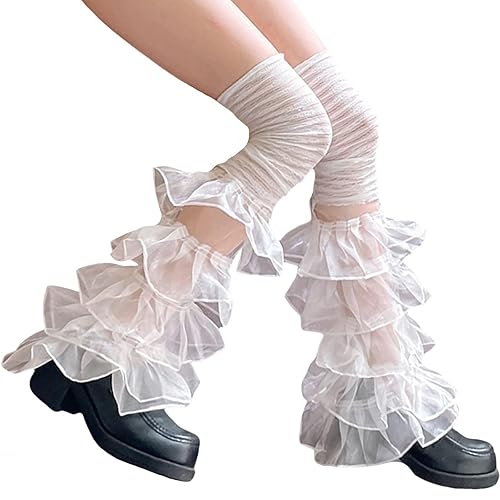 SherryDC Girl's Y2k Kawaii Leg Warmers Cute Lace Harajuku Leg Sleeves Gothic Lolita Long Slouch Socks for Women