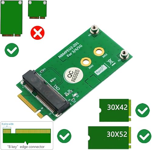 Miniatura 2 de HLT M.2 Key B a Mini PCI-E adaptador para módulo 3G4G5G