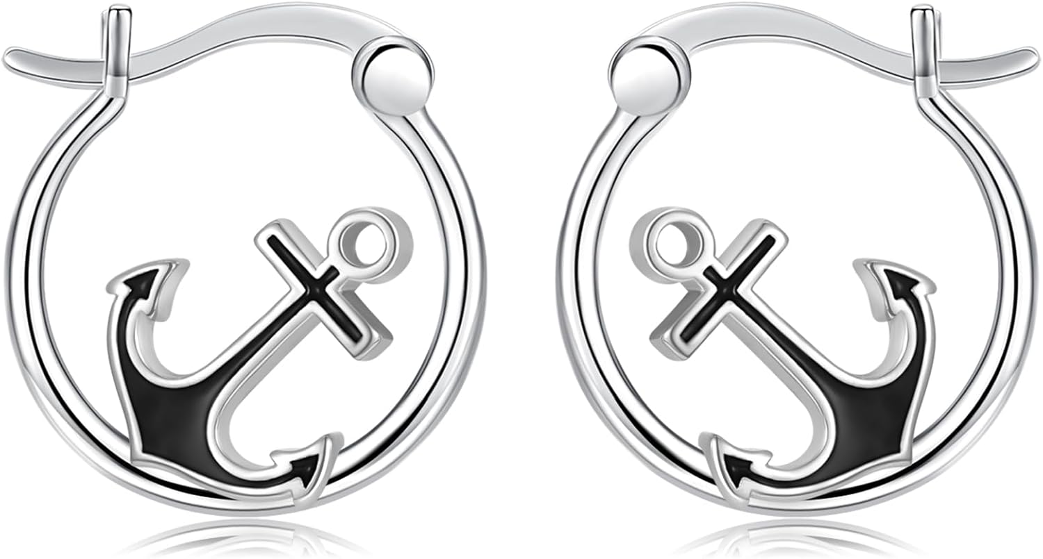S925 Sterling Silver/Orthodox/Celtic/Anchor/Nail Cross Earrings Hoop Religiou Spiritual Jesus Cross Earrings Christmas Gift for Women Sensitive Ears