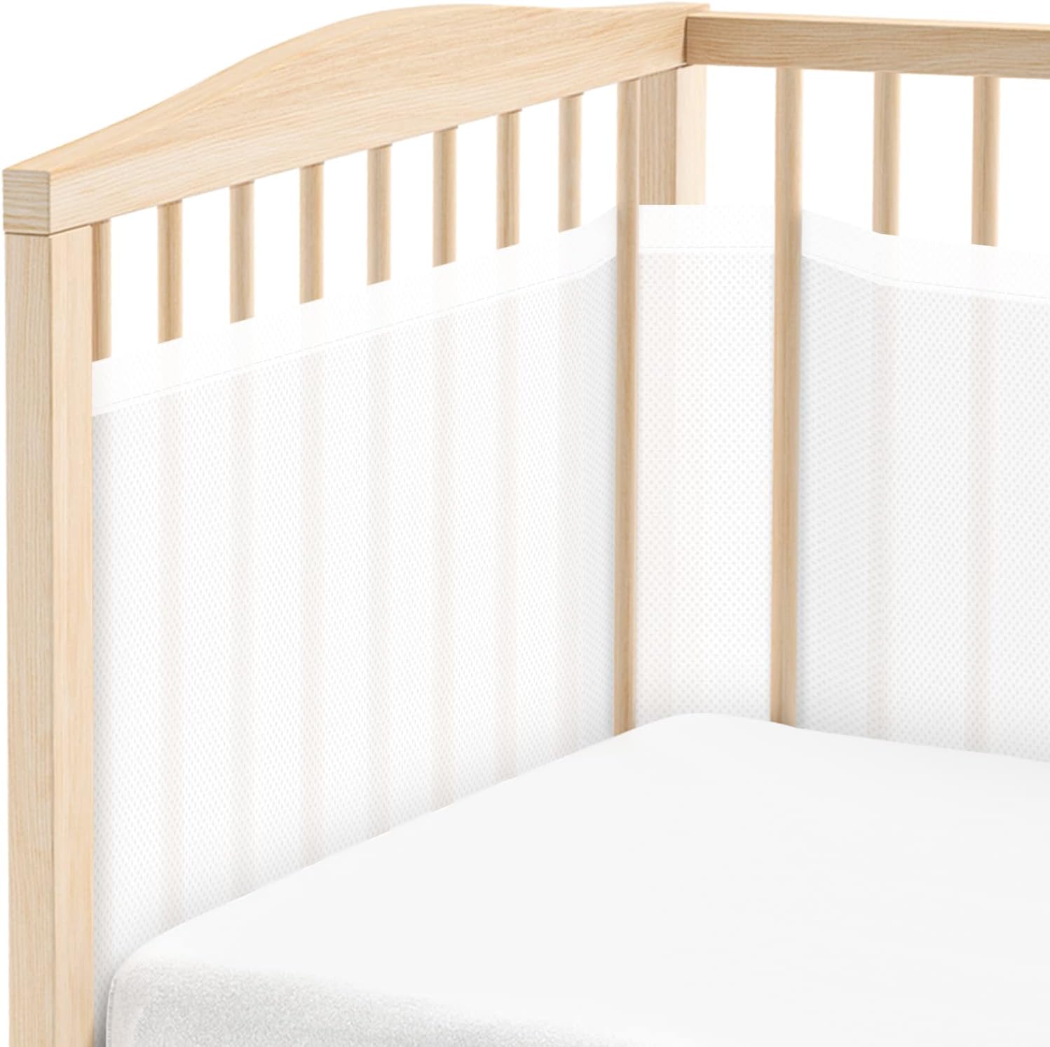 WYSWYG Cot Bumper with Breathable Mesh,2 PCS Baby Cot Bumpers Safer Cot Liner,Breathable Bed Bumper for Toddlers Fits Most Size 4 Panel Cot,White, 340*30cm/160*30cm