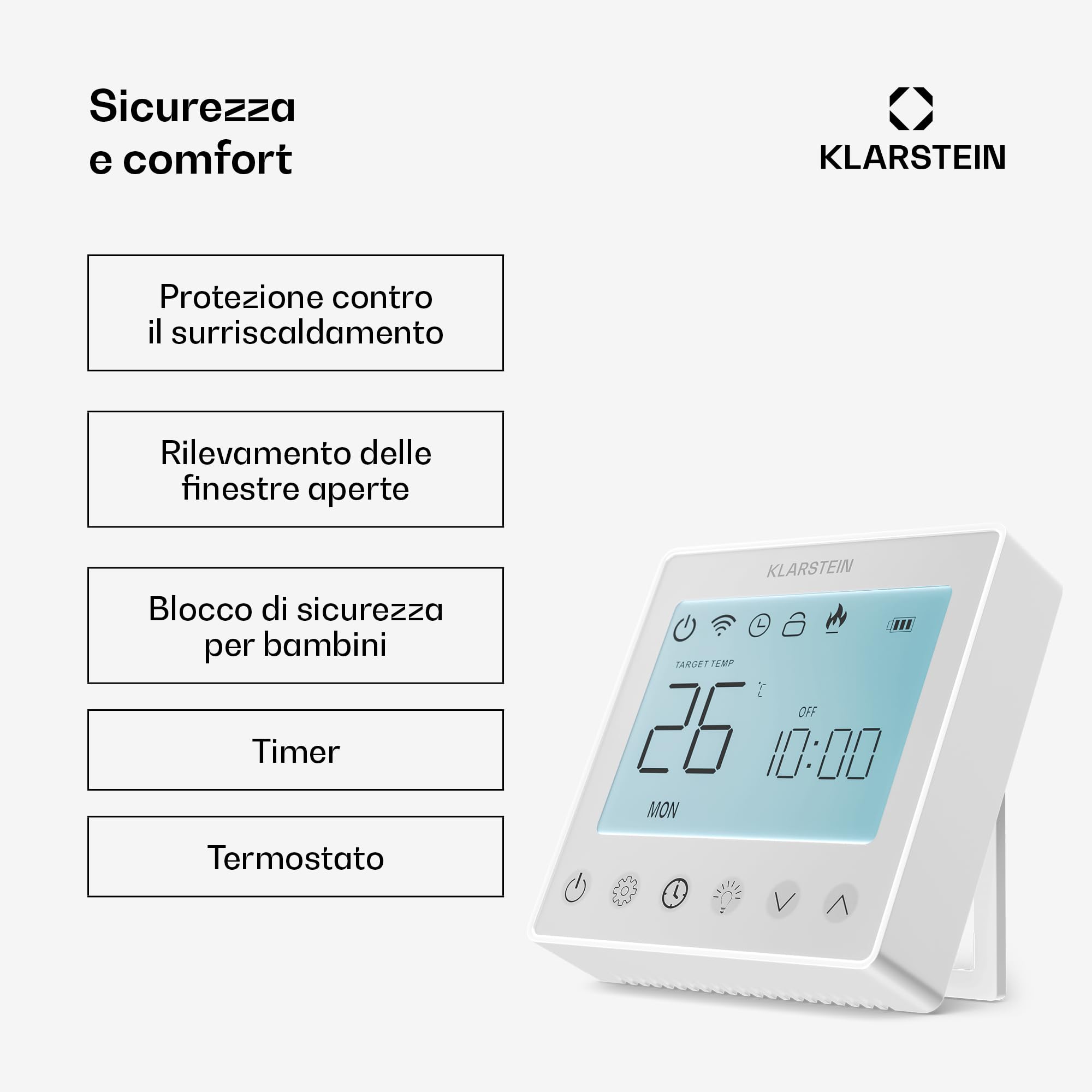Klarstein Pannelli Radianti Infrarossi 360W – Parete o Soffitto, WiFi, Termostato, Timer, IP44, Blocco Bambini, Design Moderno, Riscaldamento 10m², Telecomando, Alluminio