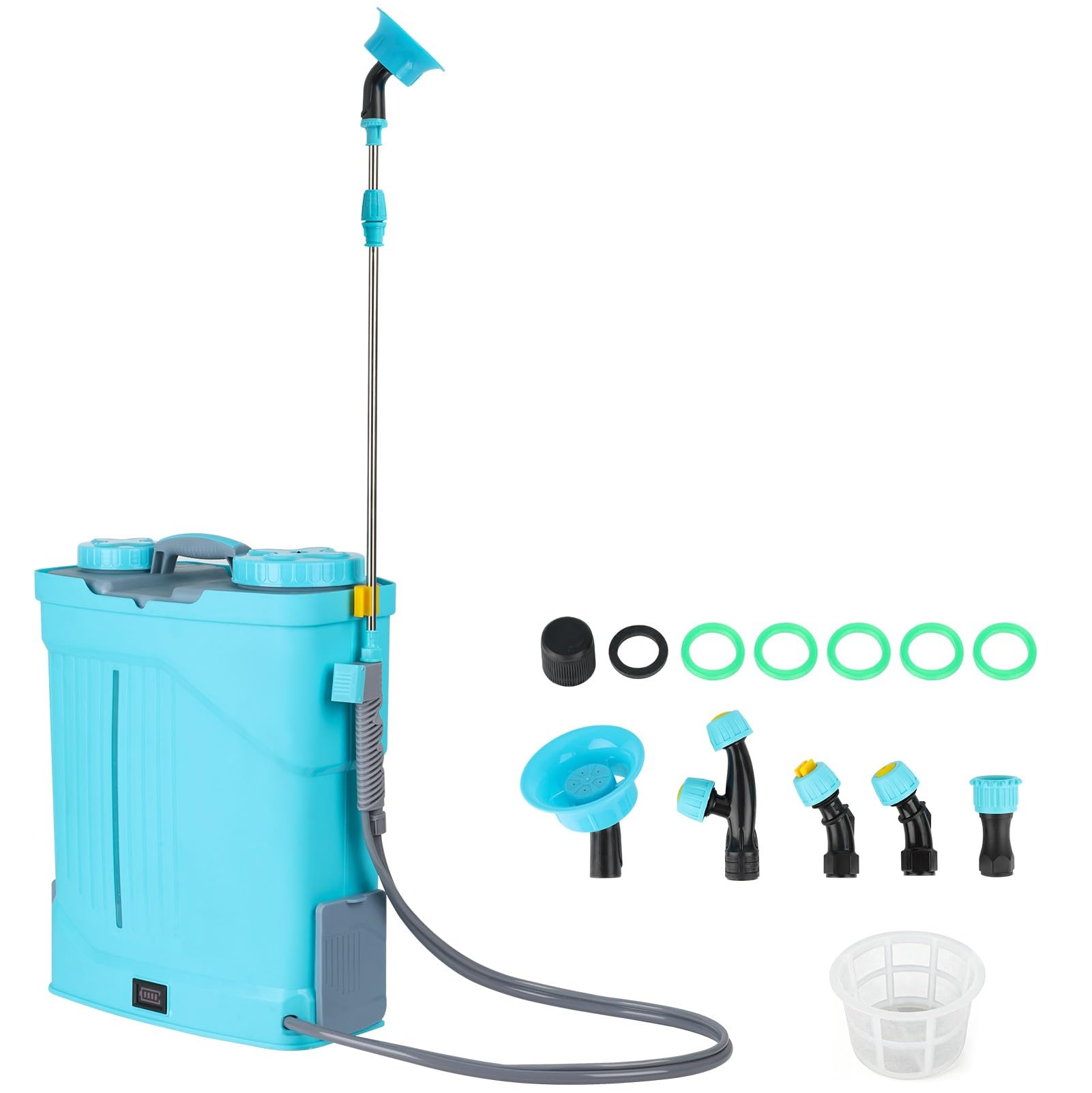 Elektryczny opryskiwacz plecakowy, kompatybilny z akumulatorem Makita 21 V, ogrodowy, 20 l, z lancą teleskopową (47-80 cm) i 3,5 dyszą i filtrem, pasek na ramię do chwastów, nawożenia, podlewania