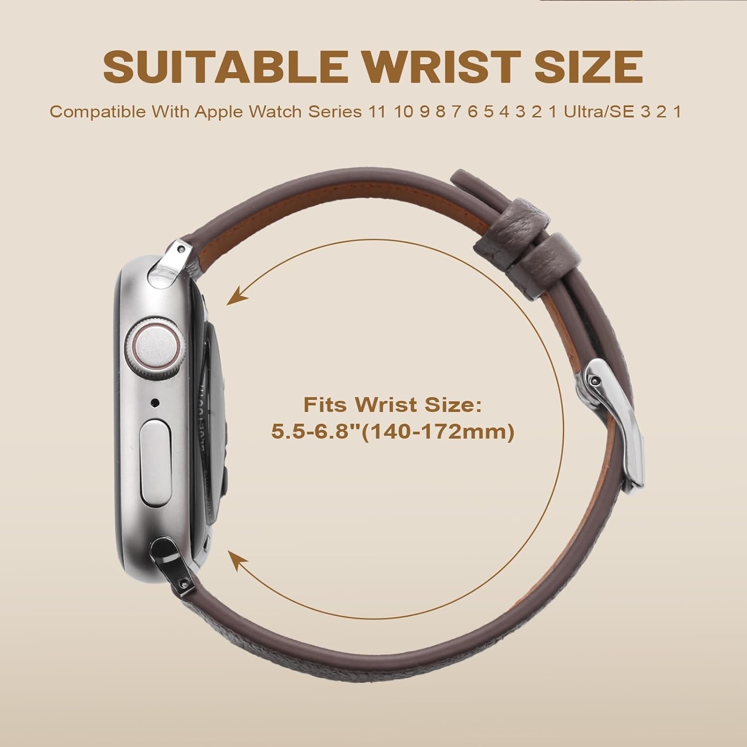 Slim Soft Women Leather Bands Compatible with Apple Watch Band 38mm 40mm 41mm 42mm, Top Grain Thin Straps Goatskin Leather Wristband for iWatch Serise 11/10/9/8/7/6/5/4/3/2/1/SE