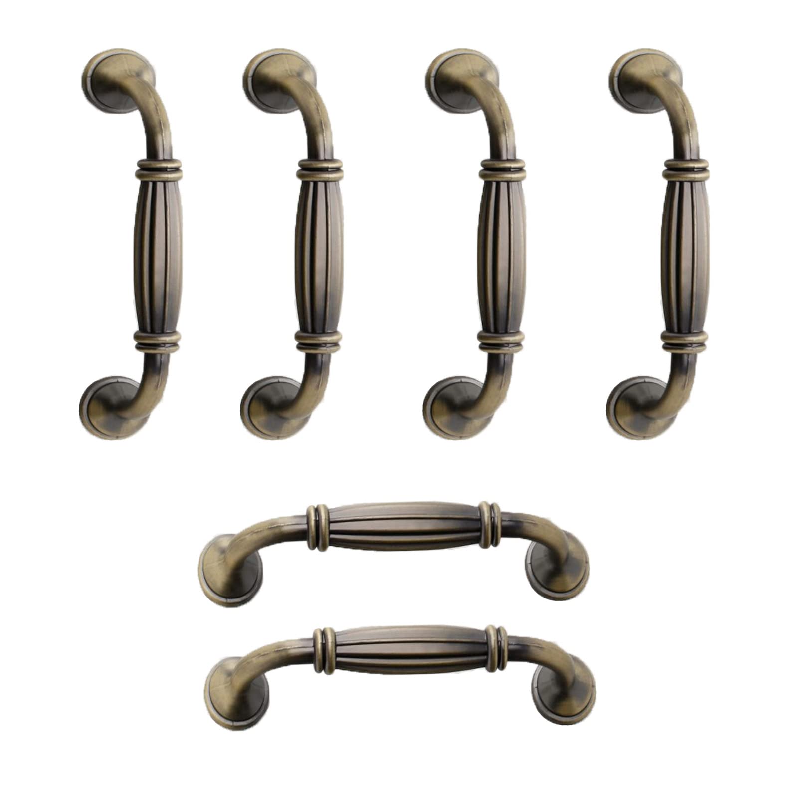Kandery Green Bronze 6Pcs Vintage Cabinet Drawer Handles, Antique Kitchen Cupboard Handles, 96Mm Hole Center,