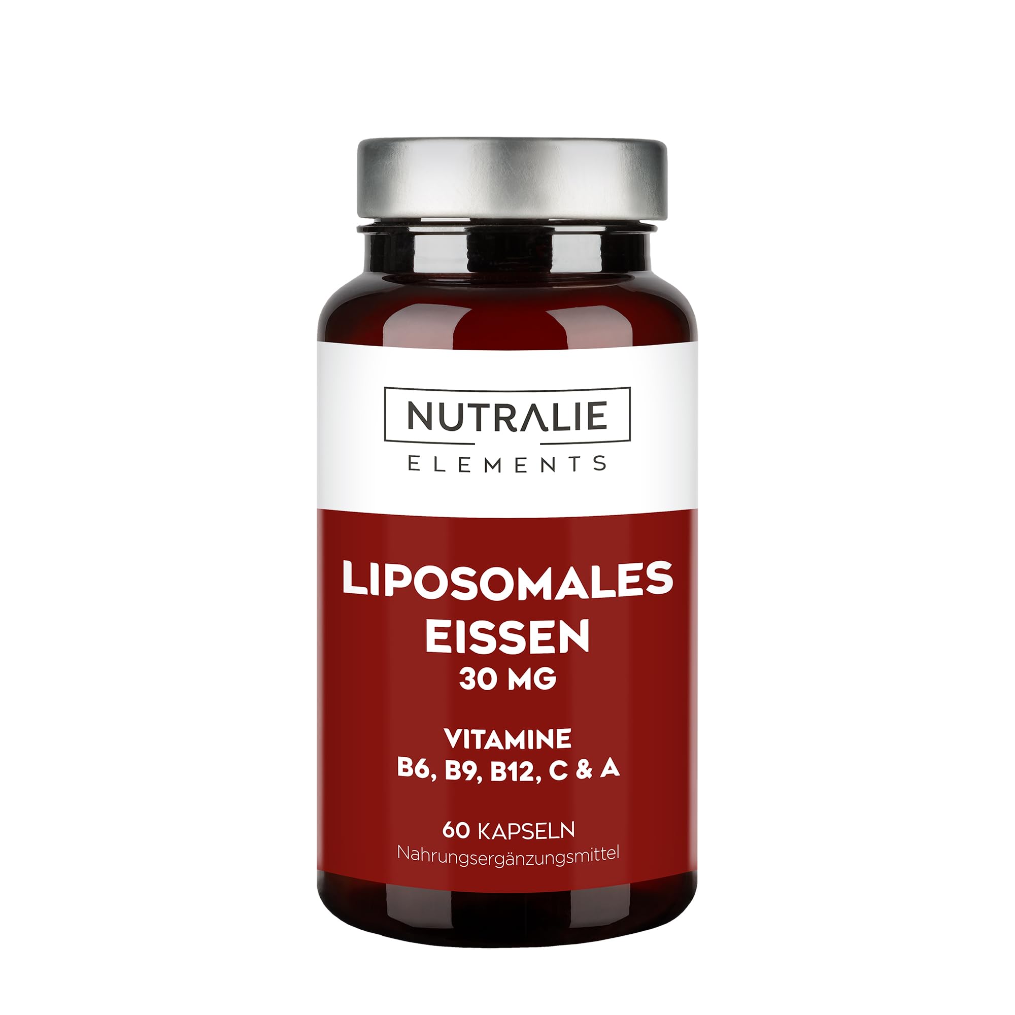 Eisentabletten 30mg Mit Vitamin C, B12, A und B6 Folsäure – Liposomales Eisen - Eisenpräparat – 60 Kapseln Liposomal Iron Nutralie