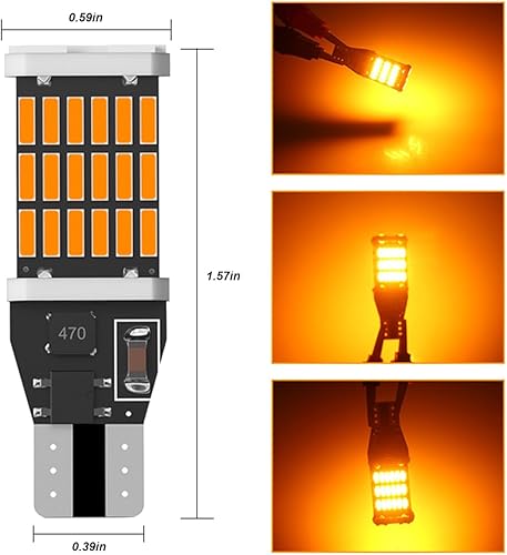 Miniatura 8 de Paquete de 4 luces LED de marcha atrás para automóvil, T15 4014 45SMD, chipsets de luz de respaldo, bombilla parpadeante, parada de freno de