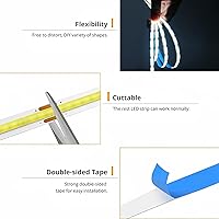 Vista 6 de 5V LED Strip Lights, White USB LED Light Strip, 2Pack 3.28FT Dimmable Cob LED Strip Light, High Brightness Short LED Strip for Display Cabinet