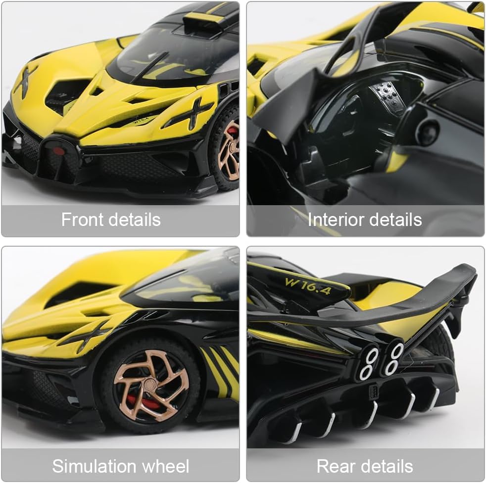 Image of Sky Tech Bugatti Bolide Sports SUV Car 1:32 Scale Model Car Exclusive Alloy Metal Pull Back Die-cast Diecast Metal Pullback Toy Openable Doors & Light Music Best Gifts Kids【Colors as Per Stock 】