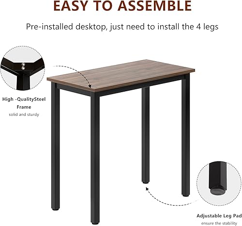 Miniatura 197 de DlandHome Escritorio pequeño para computadora de 31.5 pulgadas, mesa de escritura para espacios pequeños, mesa de estudio, escritorio para Nogal