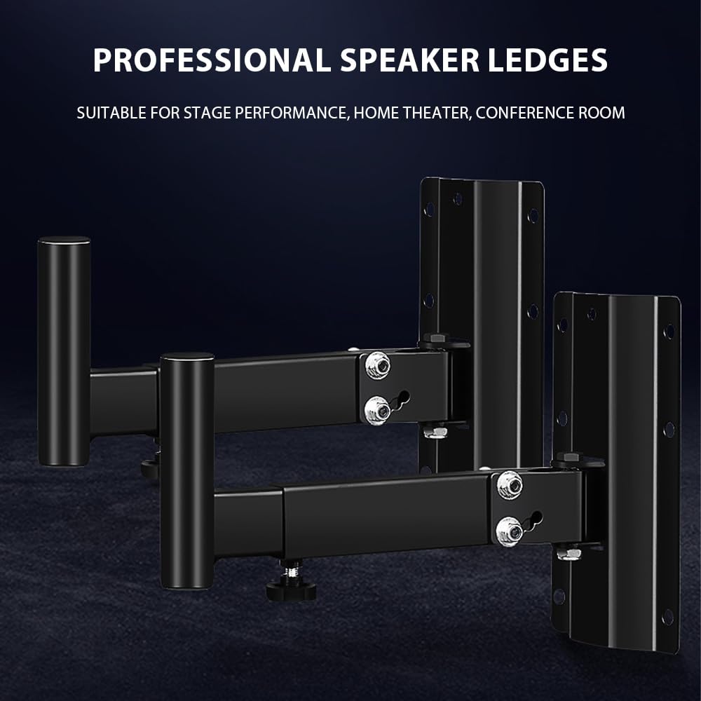 Soporte para Altavoz para Montaje en Pared, Soporte Altavoz, 1 par, Capacidad de 110 Libras, ángulo Ajustable, Extensible de 9,8 a 13 Pulgadas con Placa Metal Engrosada