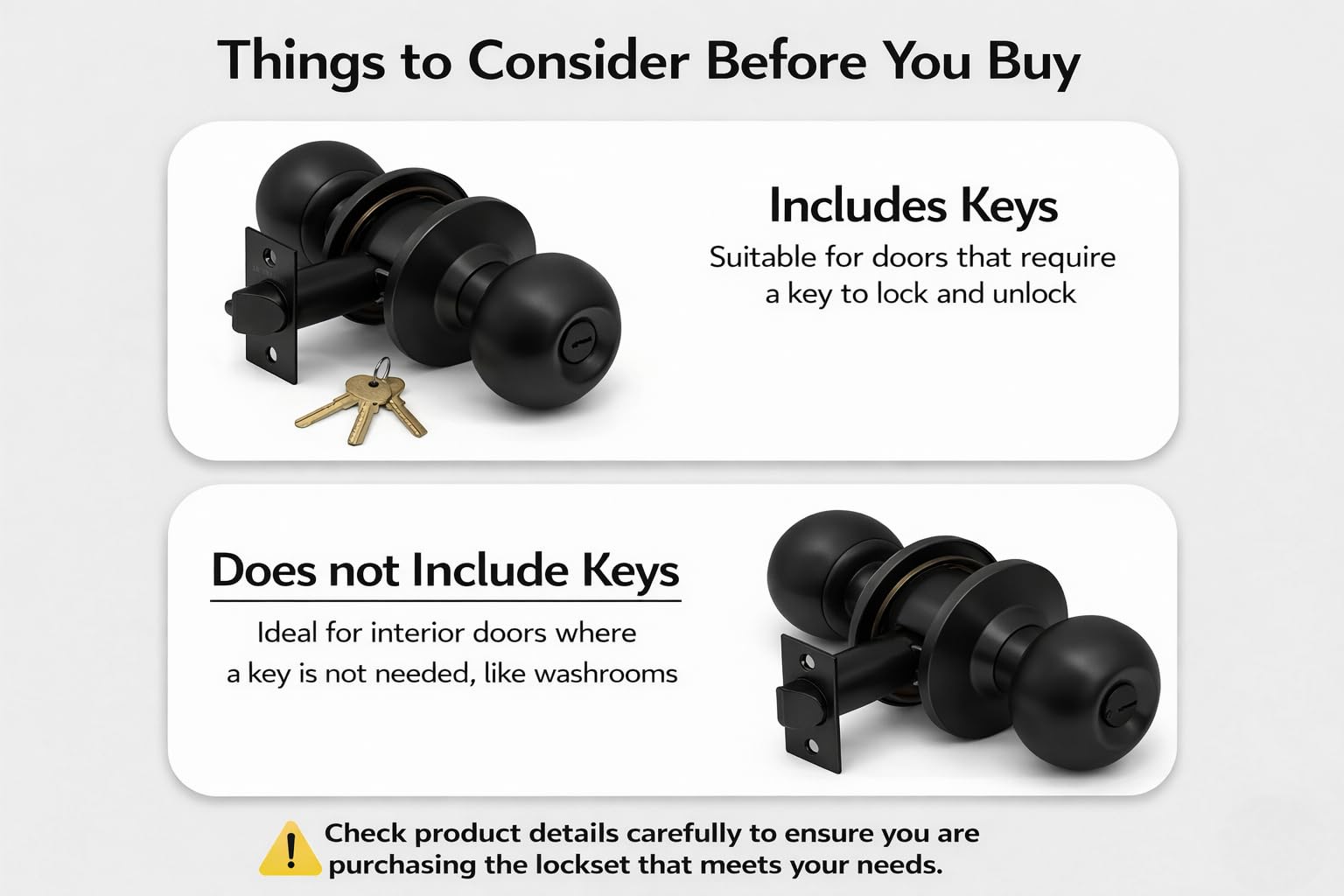 Heavy Duty Door Lock - 3 Keys, Black -7