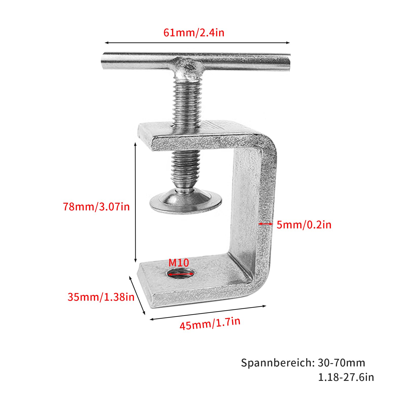 2 Serre-Joints En C Acier Inox 78mm - Mini Pinces à Main Pour Bois, Meubles Et Bricolage