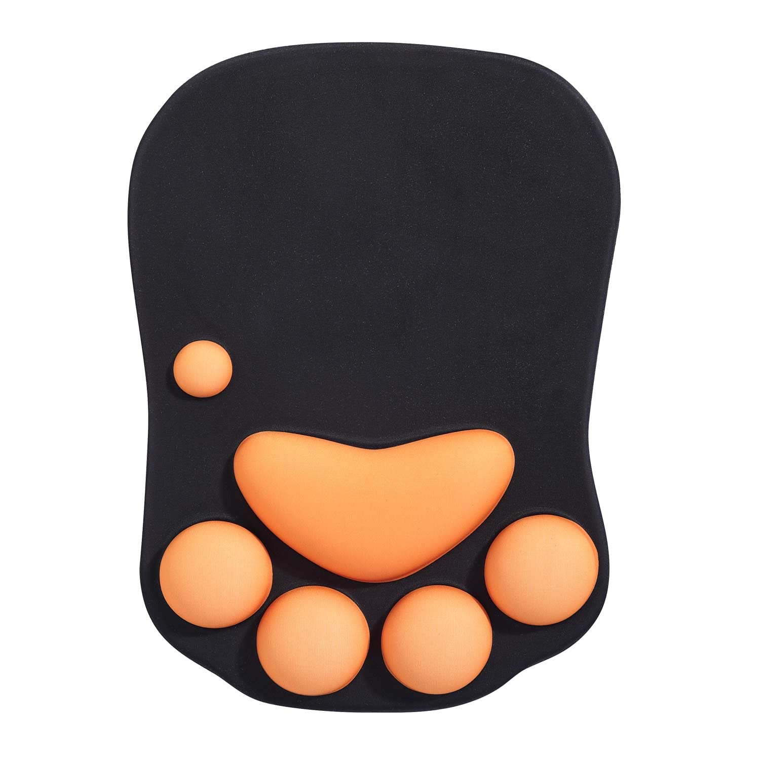 DOBAOJIA Tappetino Mouse con Poggiapolsi, Mouse Pad Ergonomico, Tappetino per Mouse con Zampa di Gatto Carino, in Morbido Silicone, Base Antiscivolo, per casa/ufficio/gioco, Nero e Arancia