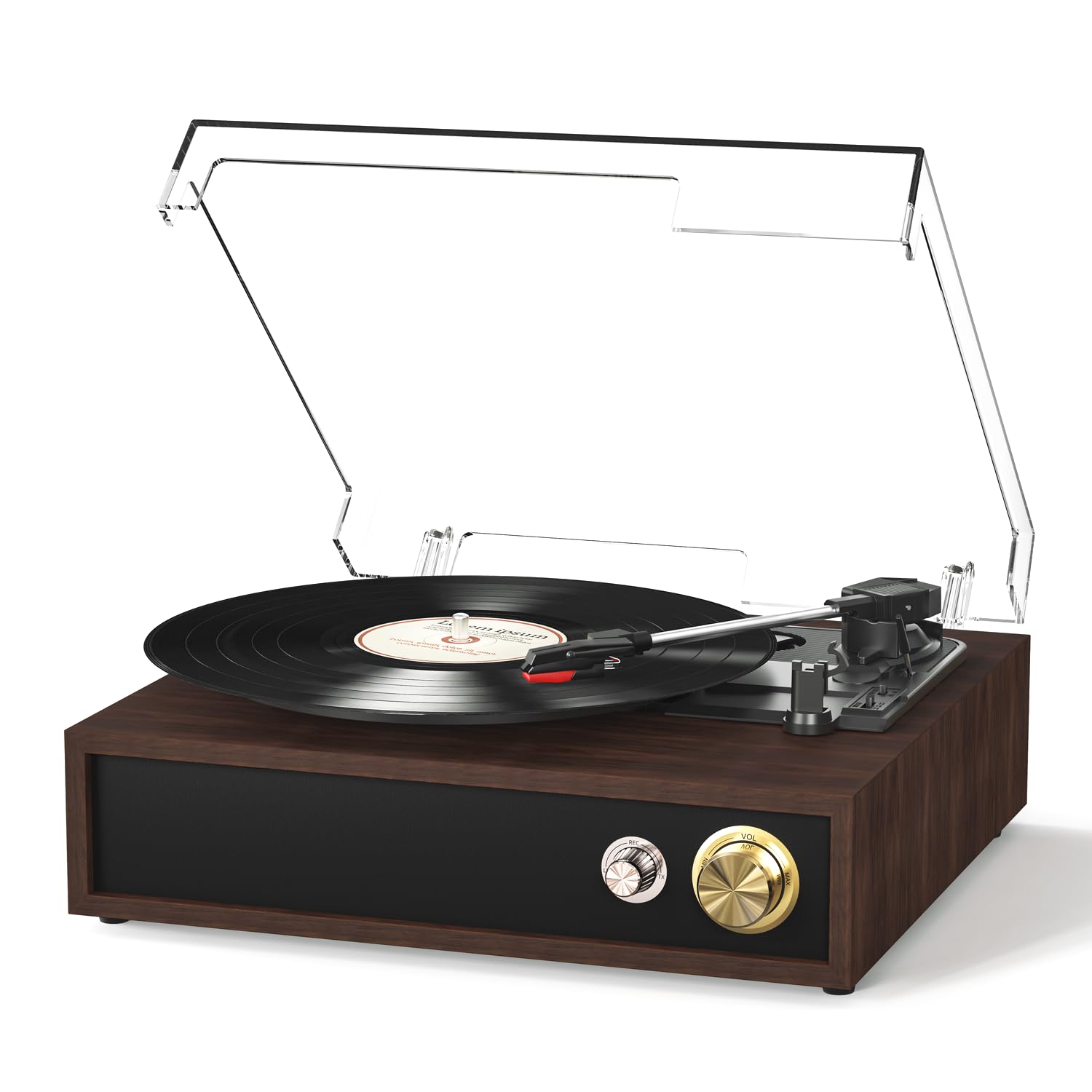 FYDEE Vintage Platenspeler Bluetooth Met Luidsprekers - Notenhout 3-Snelheden