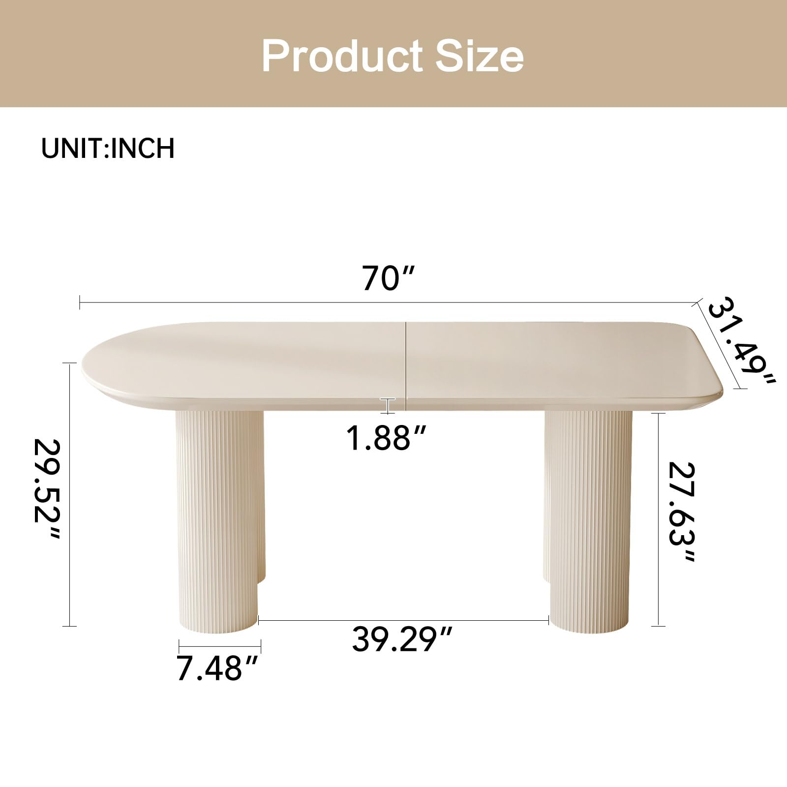 Tavolo da pranzo ovale bianco, grande tavolo da pranzo da 177,8 cm, moderno tavolo da pranzo per 4 o 6 o 8 persone, per soggiorno, camera da letto, sala da pranzo, cucina