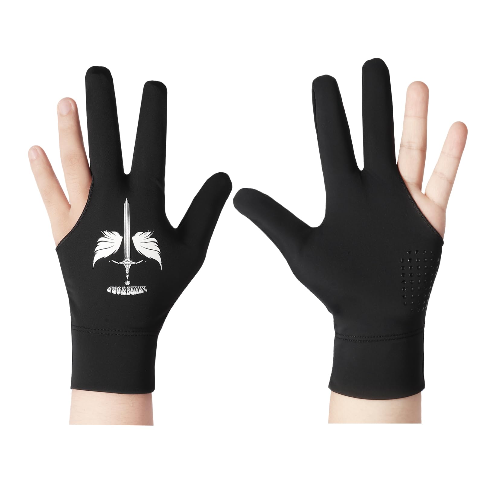 ANIMSWORD 2 Piece/Set Breathable and Comfortable Billiard Pool Gloves Fits on Left Hand for Snooker Cue Sport Glove.