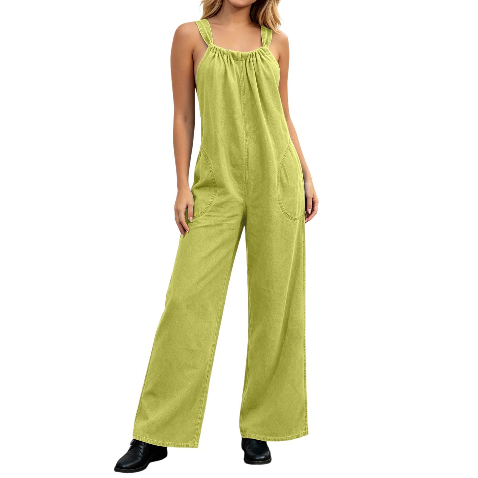 Combinaison d'été en jean sans bretelles pour femme, jambes larges et coupe ample confortable, avec ceinture à nouer ajustable, parfaite pour les journées chaudes et les sorties décontractées