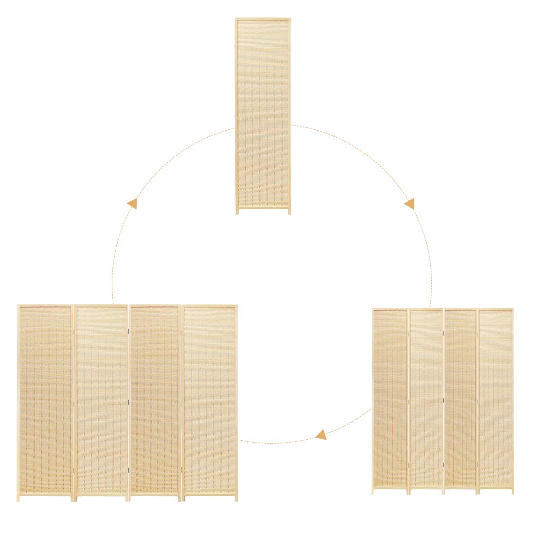 Corelax Bamboo Room Divider - 4/5/6 Panel Folding Privacy Screen, Freestanding For Bedroom Or Office