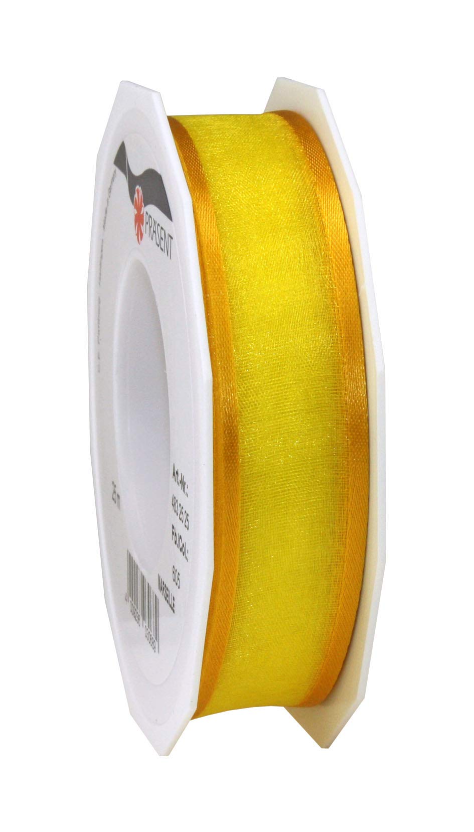 Präsent - Marseille Wired Organza Ribbon Yellow 25 mm Width, 25 m Length, Light Blue, 25 mm - 25 m