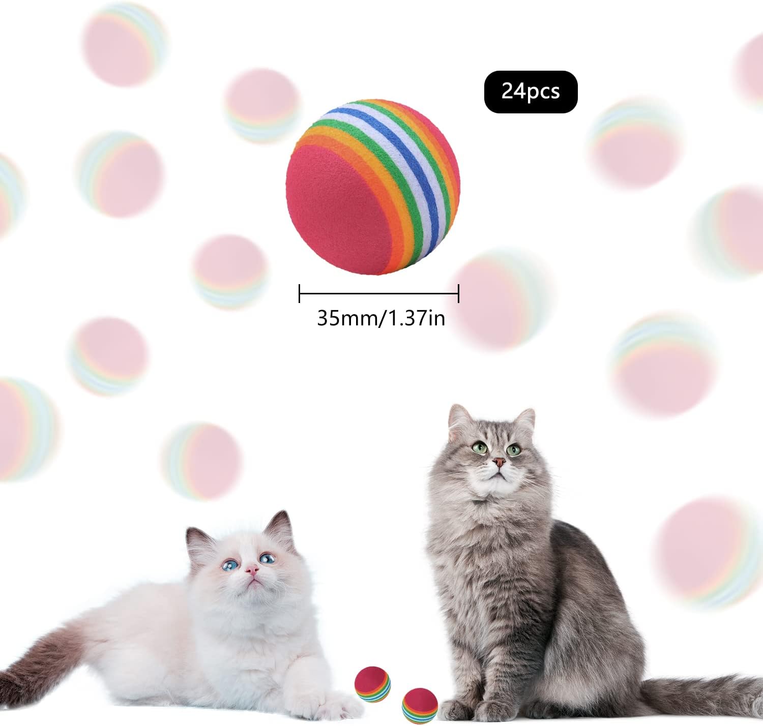 Regenbogen Katzenbälle 24er-Set Interaktiv 2