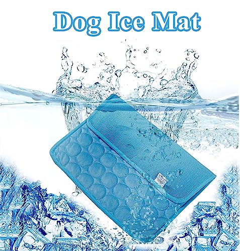 Dog Cooling Mat 40 x 28inch,XL Breathable Washable Summer Pet Cooling Pad Extra Large Dog Cat Self Cooling Pad for Outdoor or Home Use Kennerl, Crates and Beds No Water or Electricity Needed(Blue)