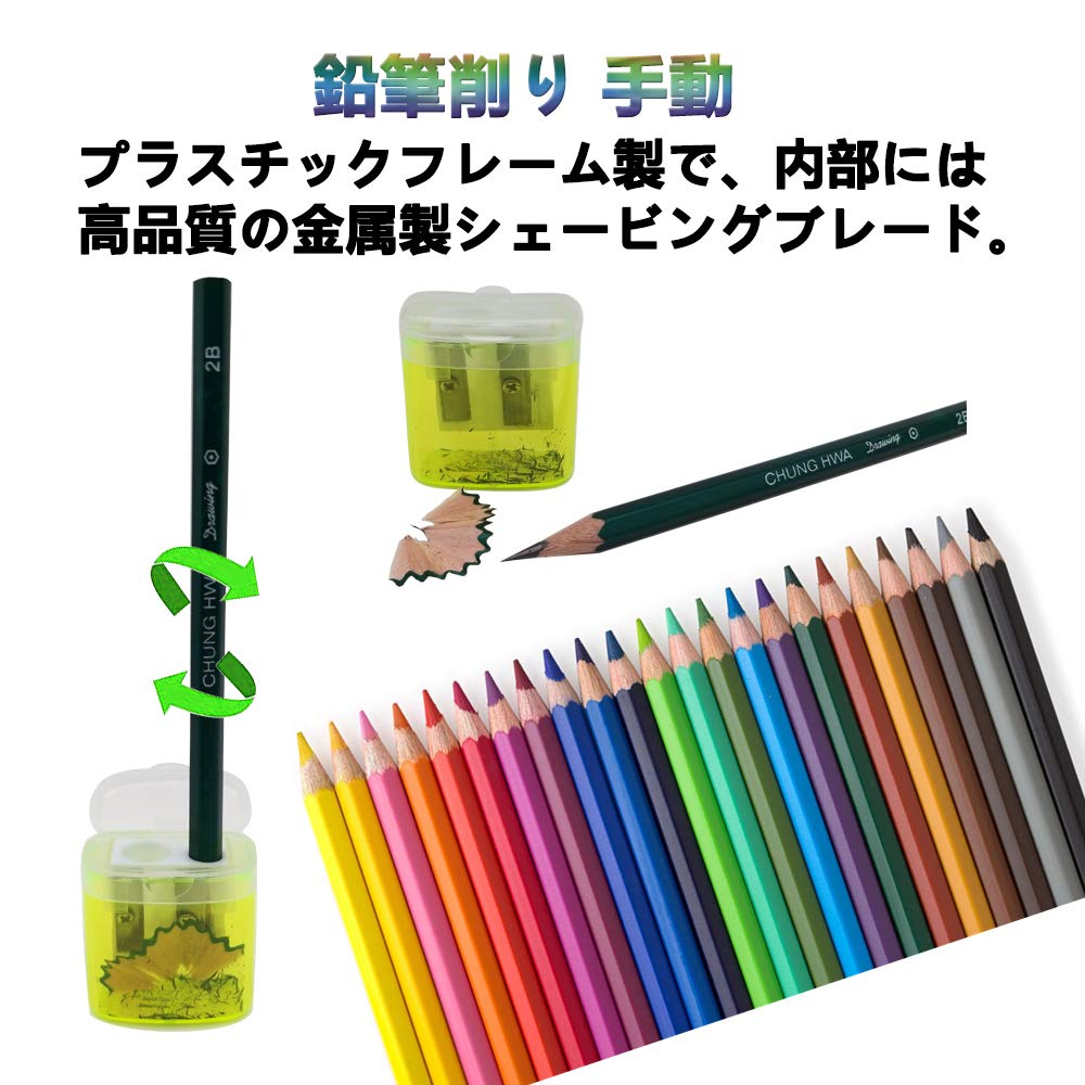 Amazon.co.jp: 手動鉛筆削り 2穴 Φ8mm Φ11mm 蓋付き 鉛筆削り ミニ削り