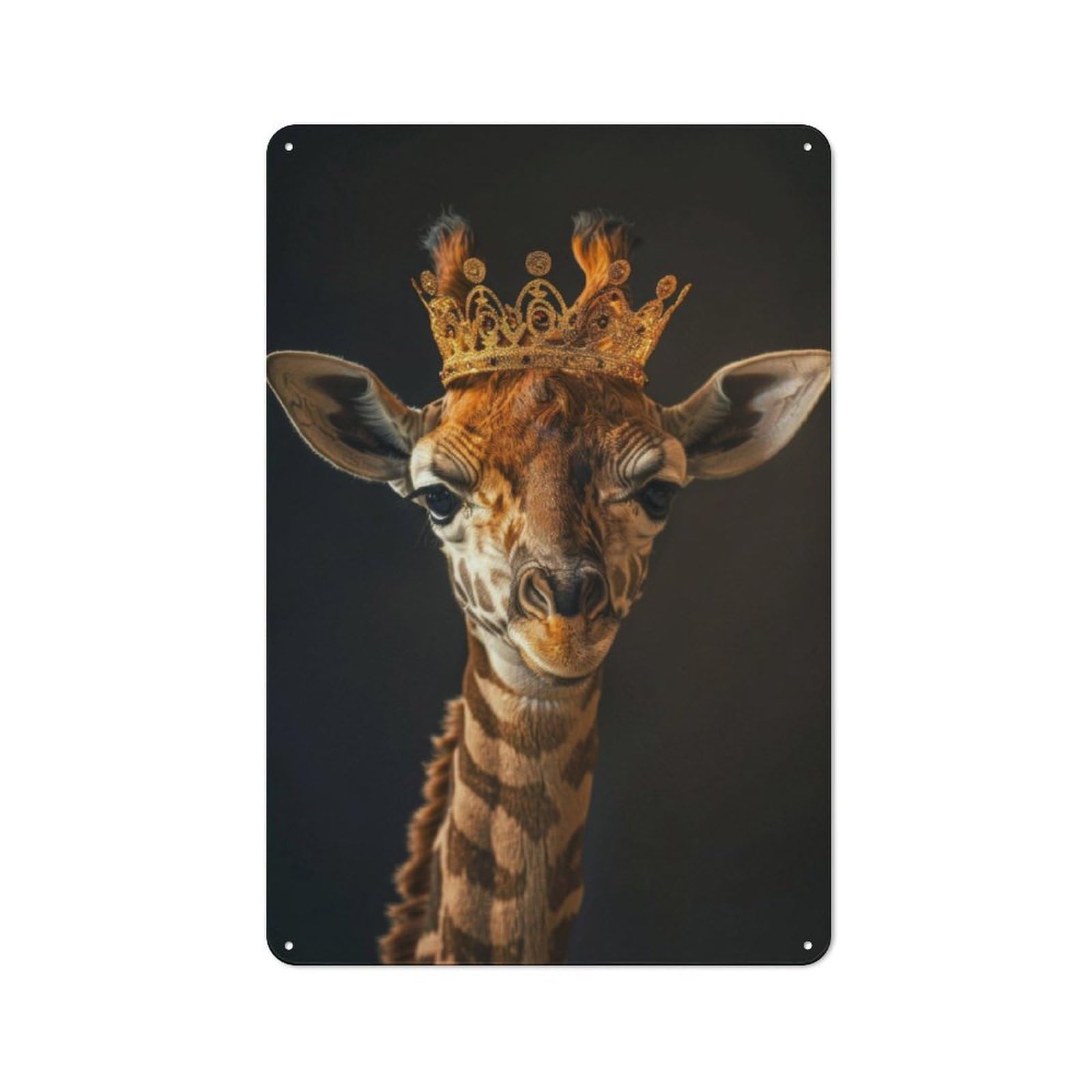 Junmoney Little Giraffe King Industrial Industrial Metal Sign 30X20cm, Industrial Wall Decor For Workspace, Cafe, Hallway Or Garage