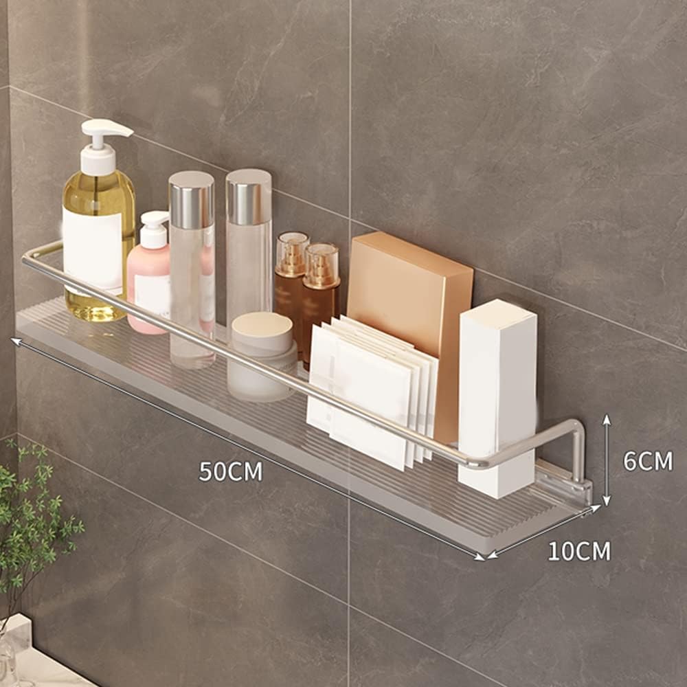 akrylowa półka ścienna na książki, Akrylowa pływająca narożna półka ścienna pod prysznic Wieszak na ręczniki Przezroczysty organizer 30-50cm(D Avec Tige,50cm)
