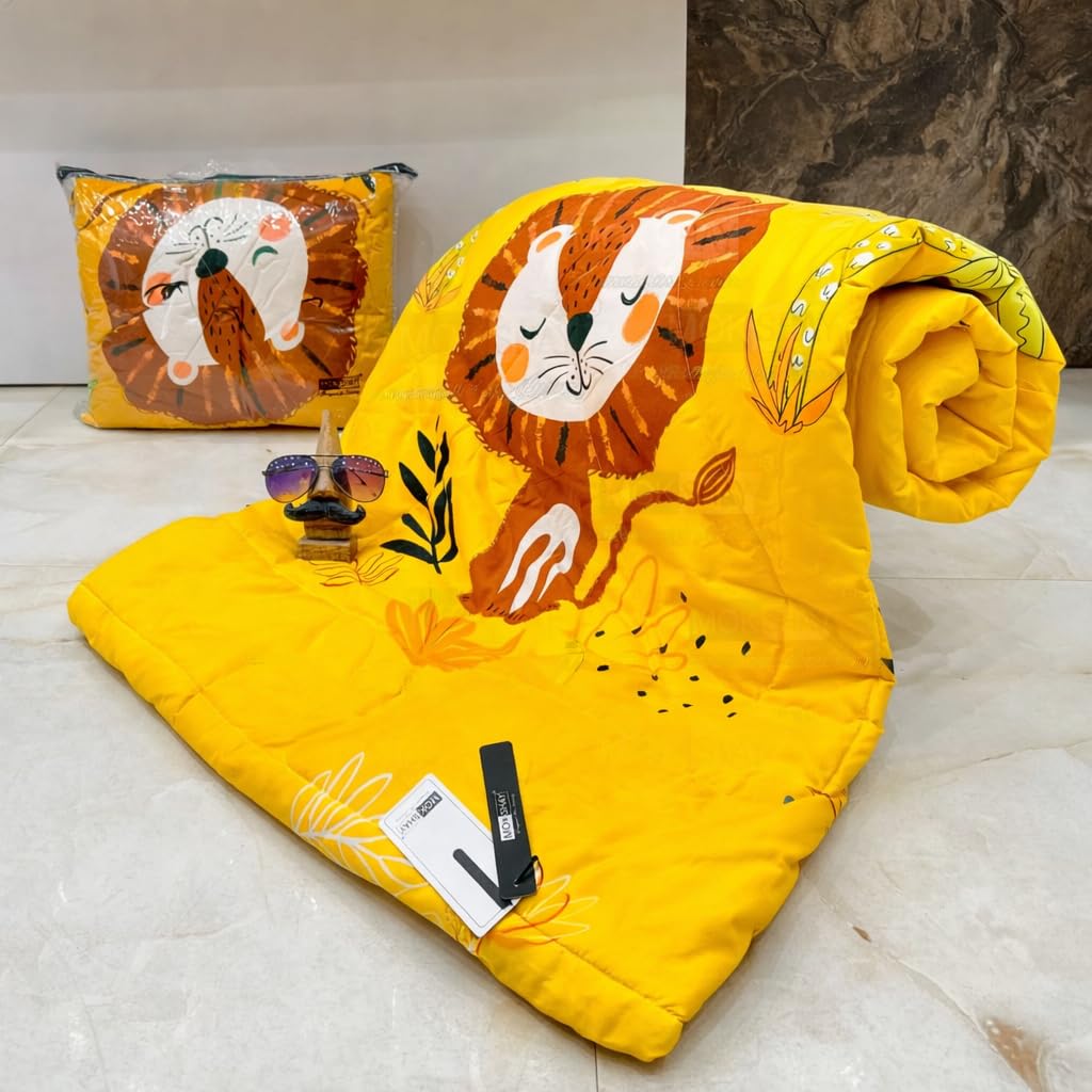 Aroma Brand Microfiber All Seasons Collection Single Bed Kids Bed Blanket | Cartoon Printed Dohar for Kids Boy & Girls | Soft Children Comforter | All Seasons Blanket (60 x 90 in) (Yellow Lion)-image-37