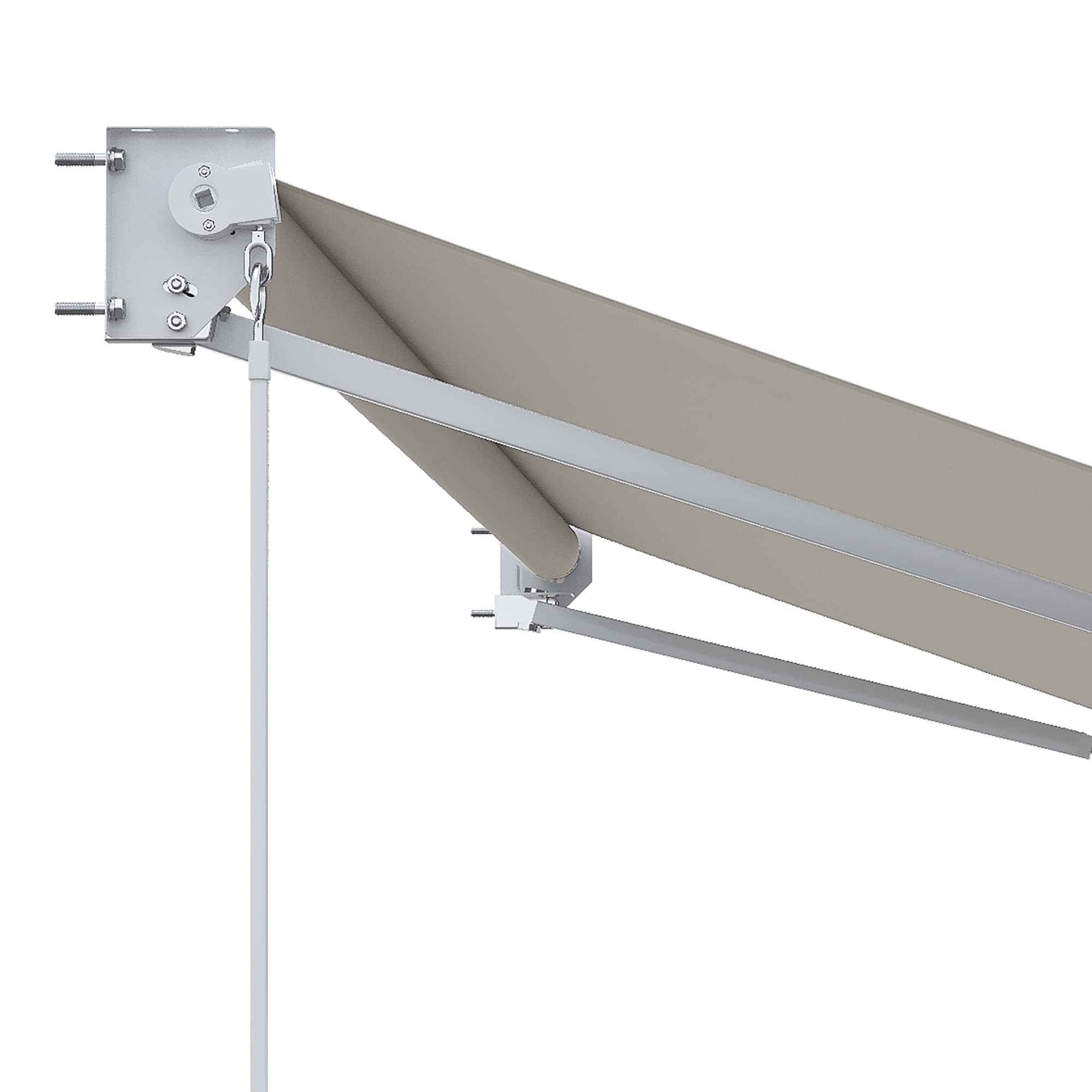 Outsunny Tenda da Sole 2x2.5 m a Bracci Manuali in Alluminio e Poliestere per Esterni, Bianco Crema