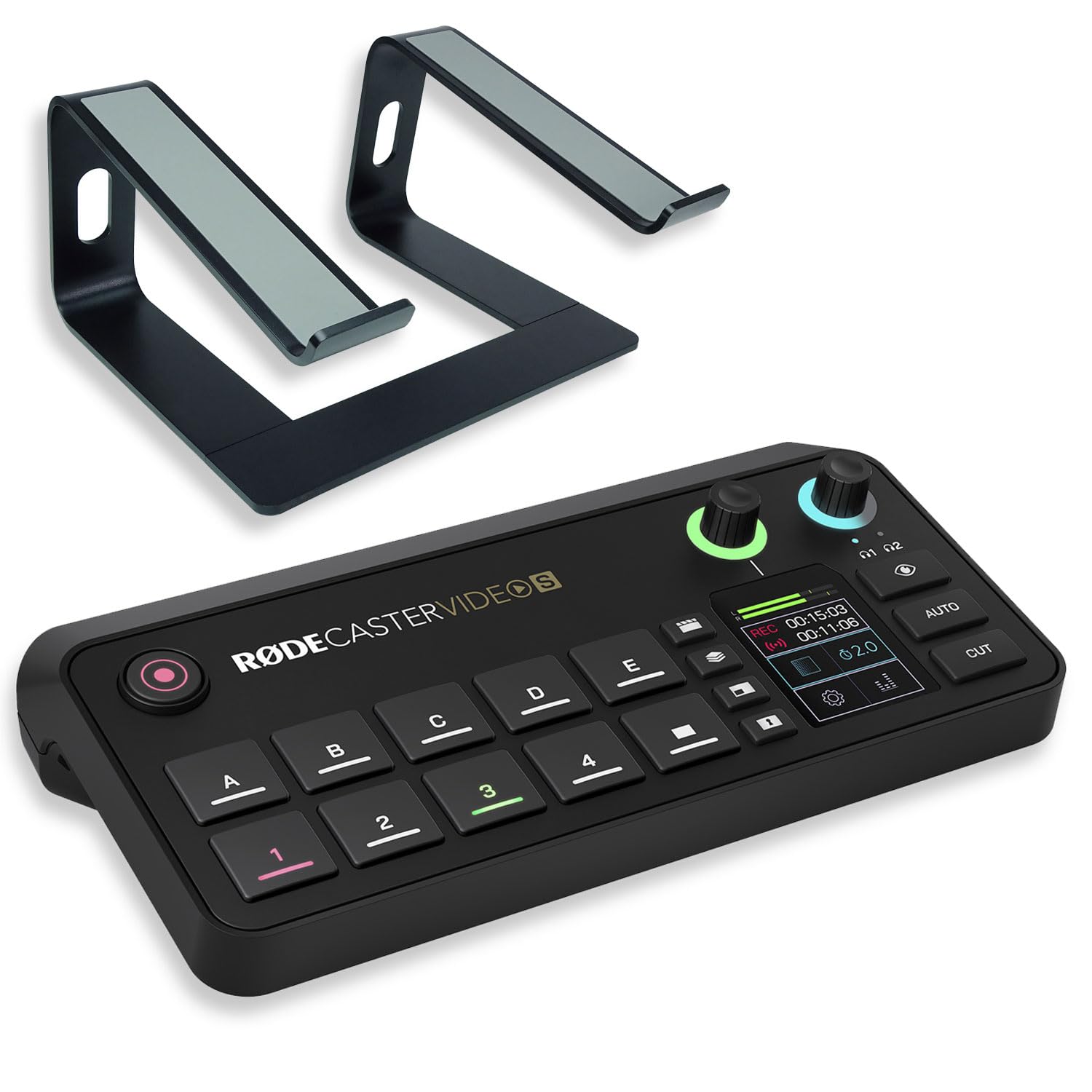 Rode Rodecaster Video S konsola do produkcji audio i wideo z keepdrum stojak na laptopa BK
