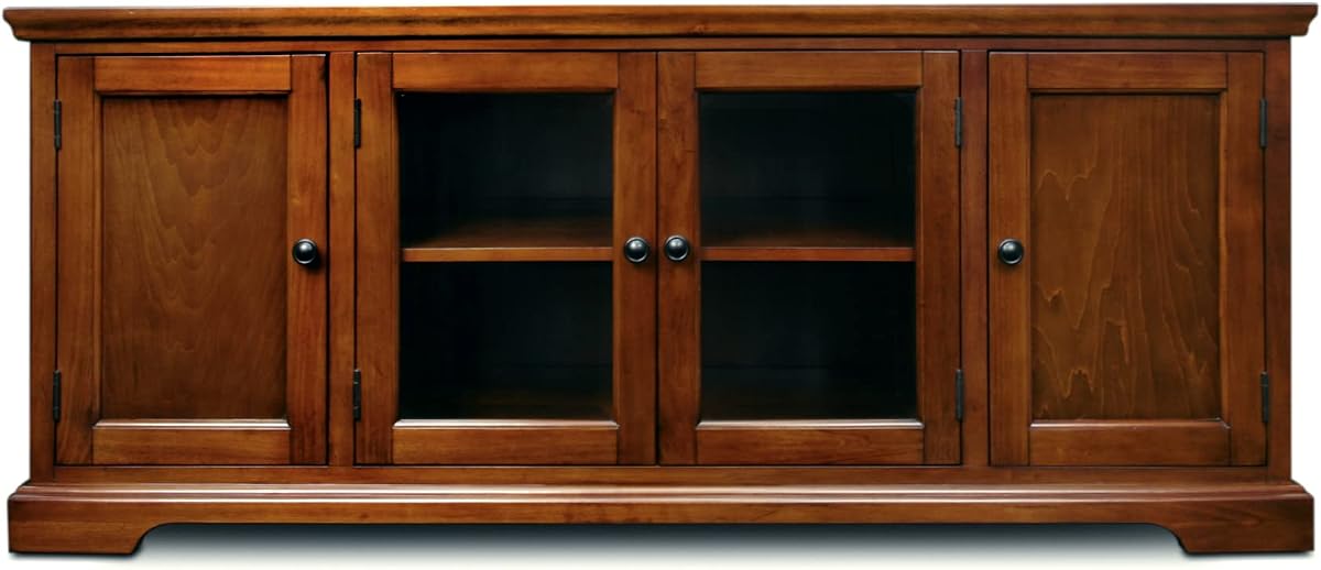 Leick Home 87360 TV Stand with Enclosed Storage For 65" TV's, Westwood Brown Cherry | Adjustable Shelves, Freestanding, Traditional, Wood, Furniture, 87360
