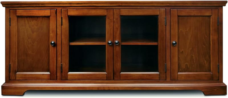 Leick Home 87360 TV Stand with Enclosed Storage For 65" TV's, Westwood Brown Cherry | Adjustable Shelves, Freestanding, Traditional, Wood, Furniture, 87360