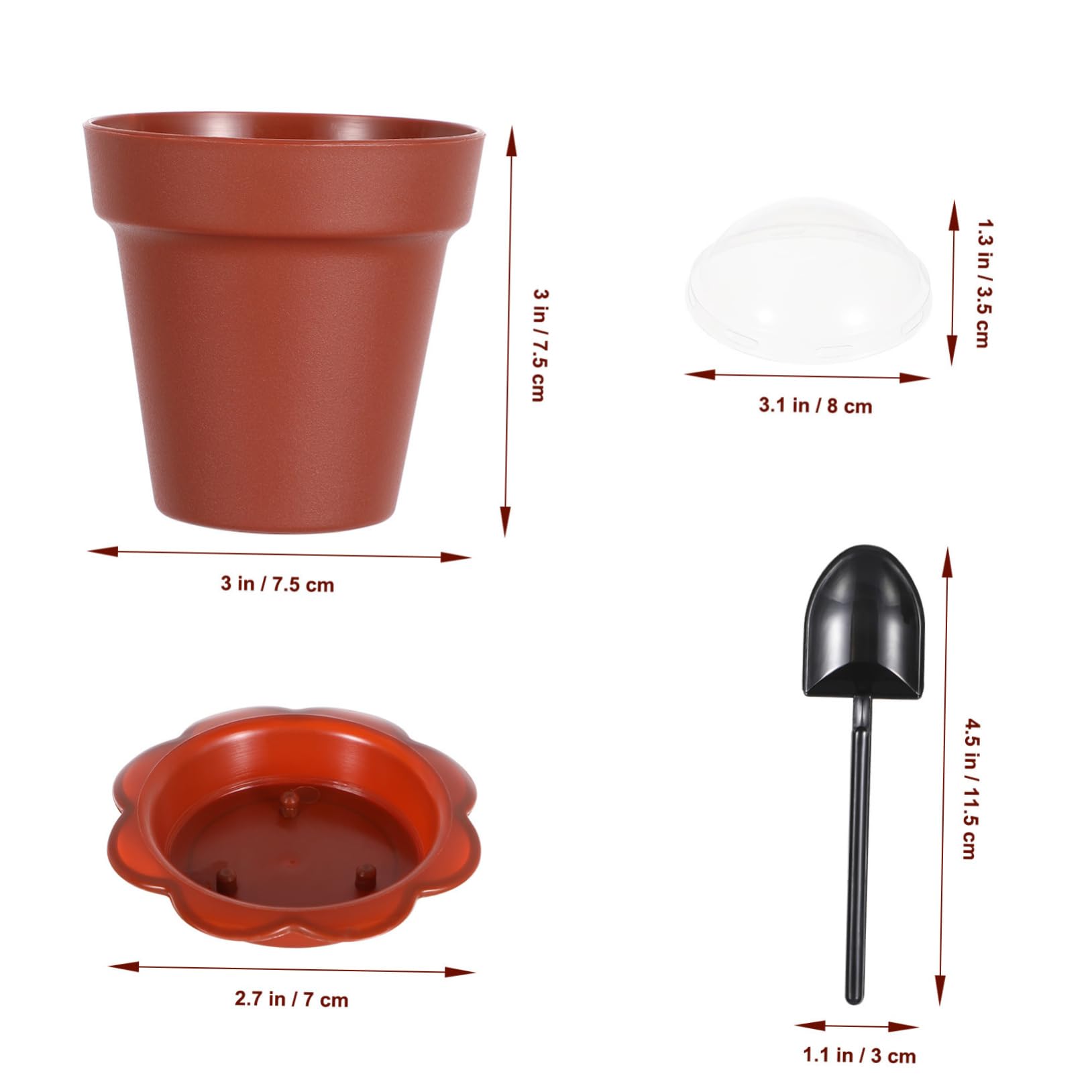 OFFSCH Flowerpot Cake Cups Set of 20 with Lids Scoop Plastic Dessert Cups for Birthdays Bbqs Random Style