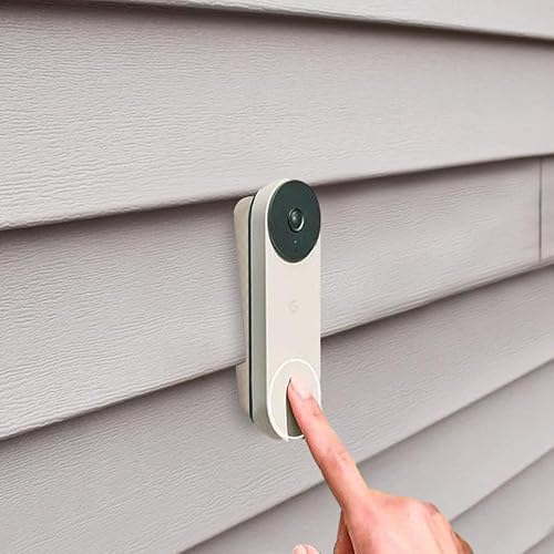 Miniatura 6 de Vinilo, tablero Hardi, aluminio, soporte lateral de cedro para Google Nest Doorbell Gen1 (batería), diseño de cuña para timbre inalámbrico Nest