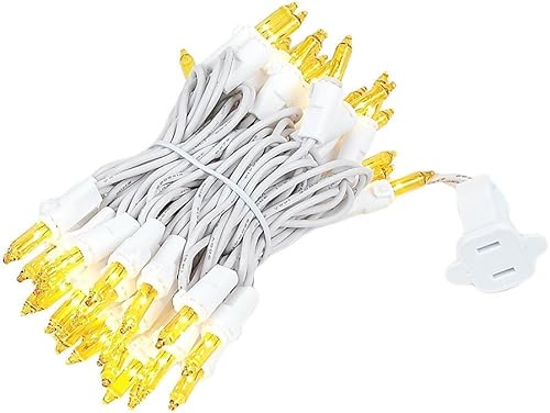 Miniatura 7 de Novelty Lights Juego de 50 mini tiras de luces ámbar de Navidad, cable blanco, para interiores y exteriores, certificación UL, 11 pies de largo