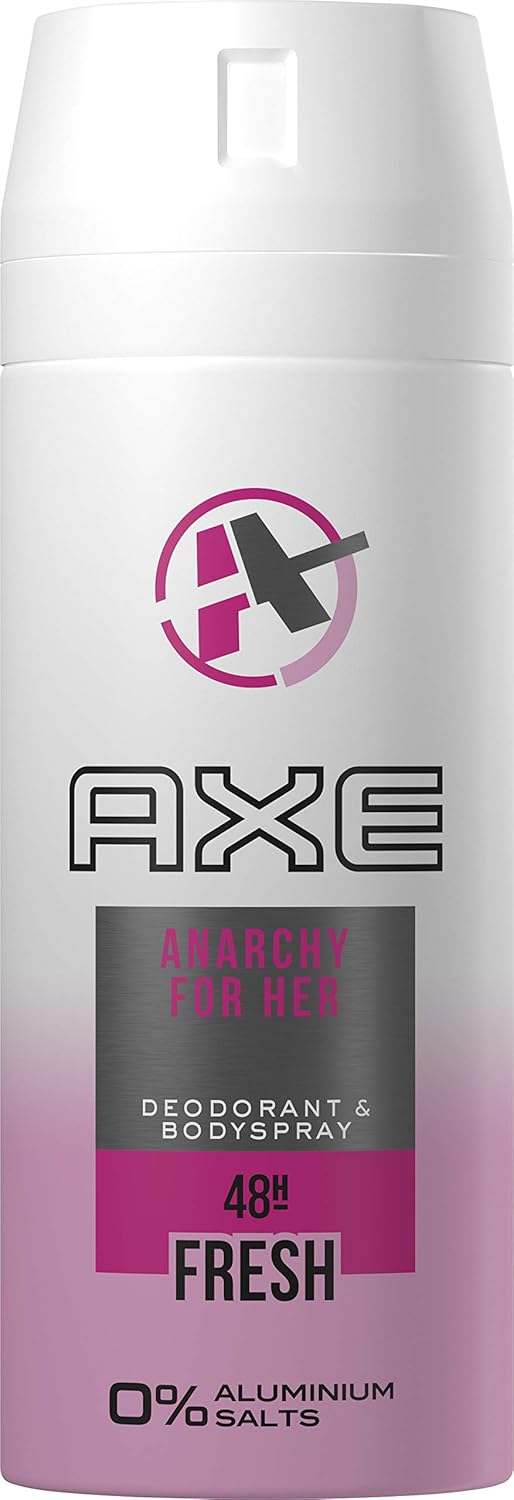 Axe Bodyspray Anarchy for Her Deo zonder aluminium bestrijdt geurvormende bacteriën en onaangename geurtjes, 150 ml, 1 stuk