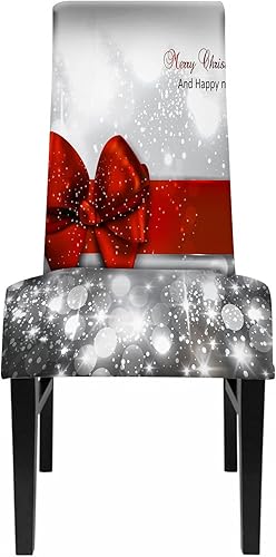 WONDERTIFY Fundas para sillas de comedor con diseño de copos de nieve elegantes con motivo navideño, fundas elásticas para decoración del hogar y