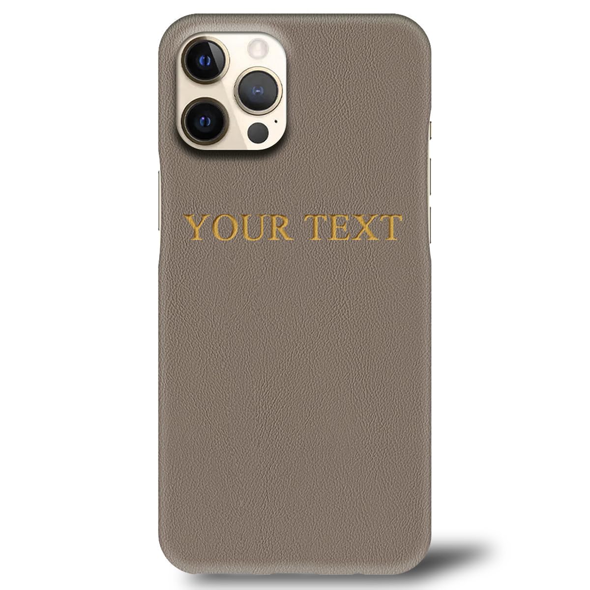 Custom Engraving Initials Monogram Phone Case - Personalized Premium Vegan Leather Case for iPhone 12 Pro Max, Customize Embossed Name Letter Text,