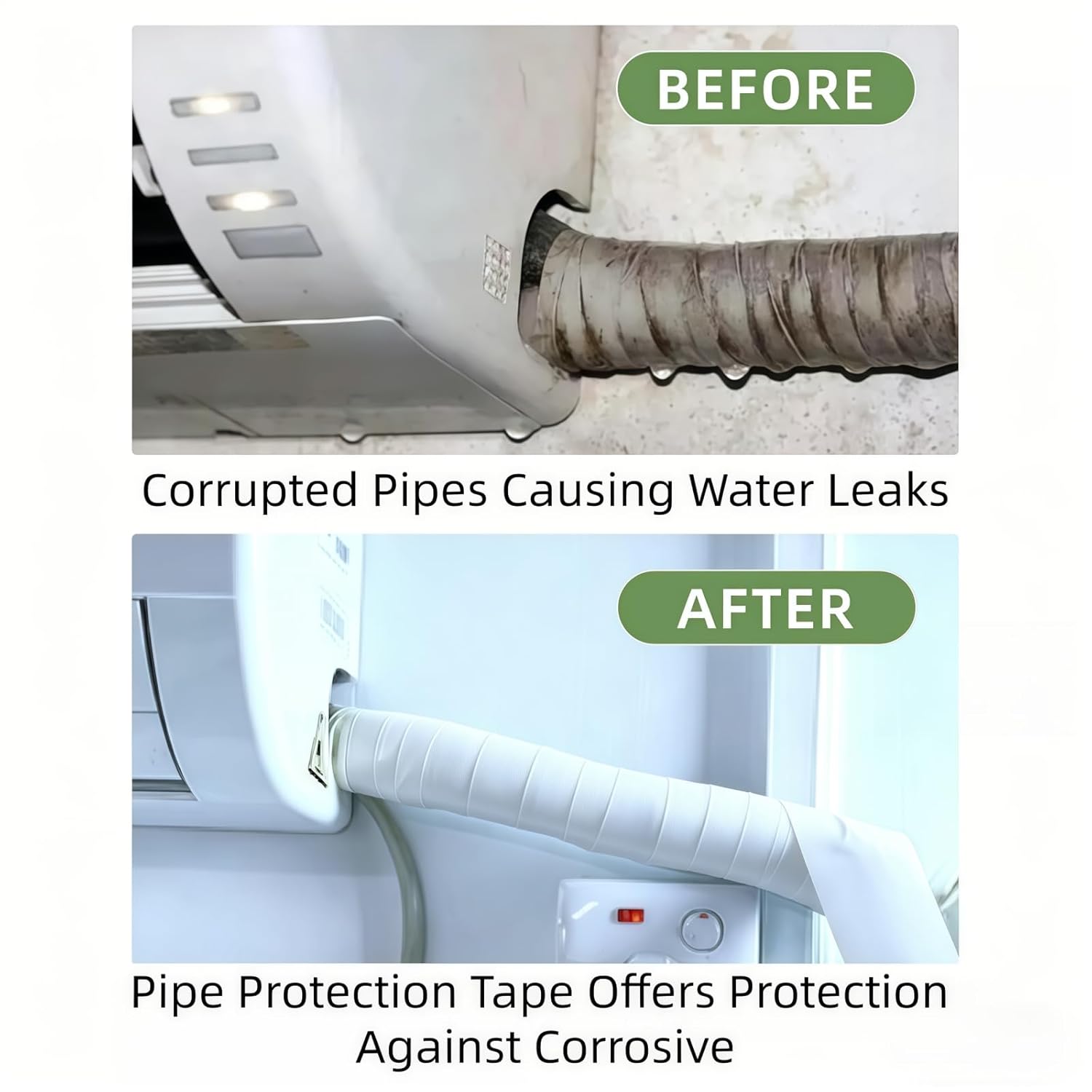 Pipe Wrap Tape,PVC Corrosion Protection,Width White Insulation Tape for Drain Pipe, Metal & Electrical Piping, Underground Pipe ，100' Length x 2" Width -10 Mil Thick