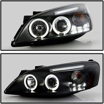 ACANII - For 2005-2010 Pontiac G6 w/o CTF Package LED Halo Ring Black Housing Projector Headlights Headlamps Left+Right