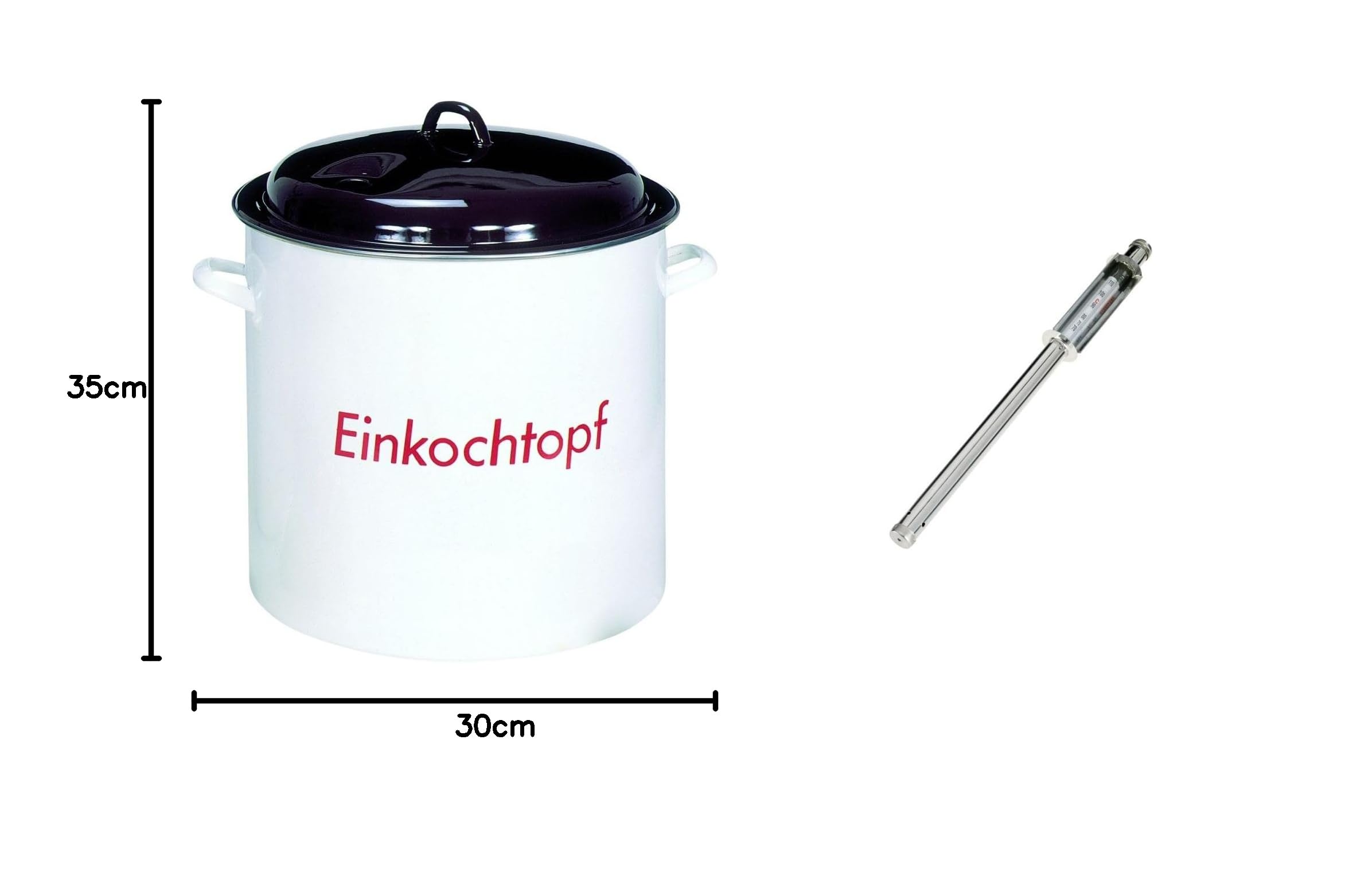 culinario Einkochtopf-Set, Einkocher mit Thermometer, 28 Liter, für alle Herdarten geeignet, emaillierter Kochtopf für Marmelade, Glühwein, Punsch